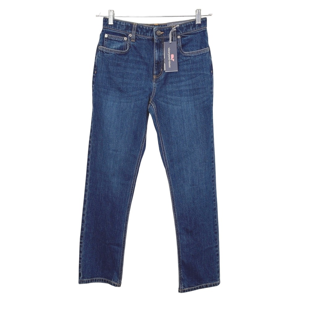 Vineyard Vines Boys Slim Straight Denim Jeans Size 18 Dark Wash Preppy Classic